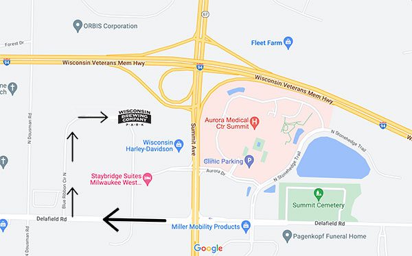 Directions map to the WBC Park parking lots