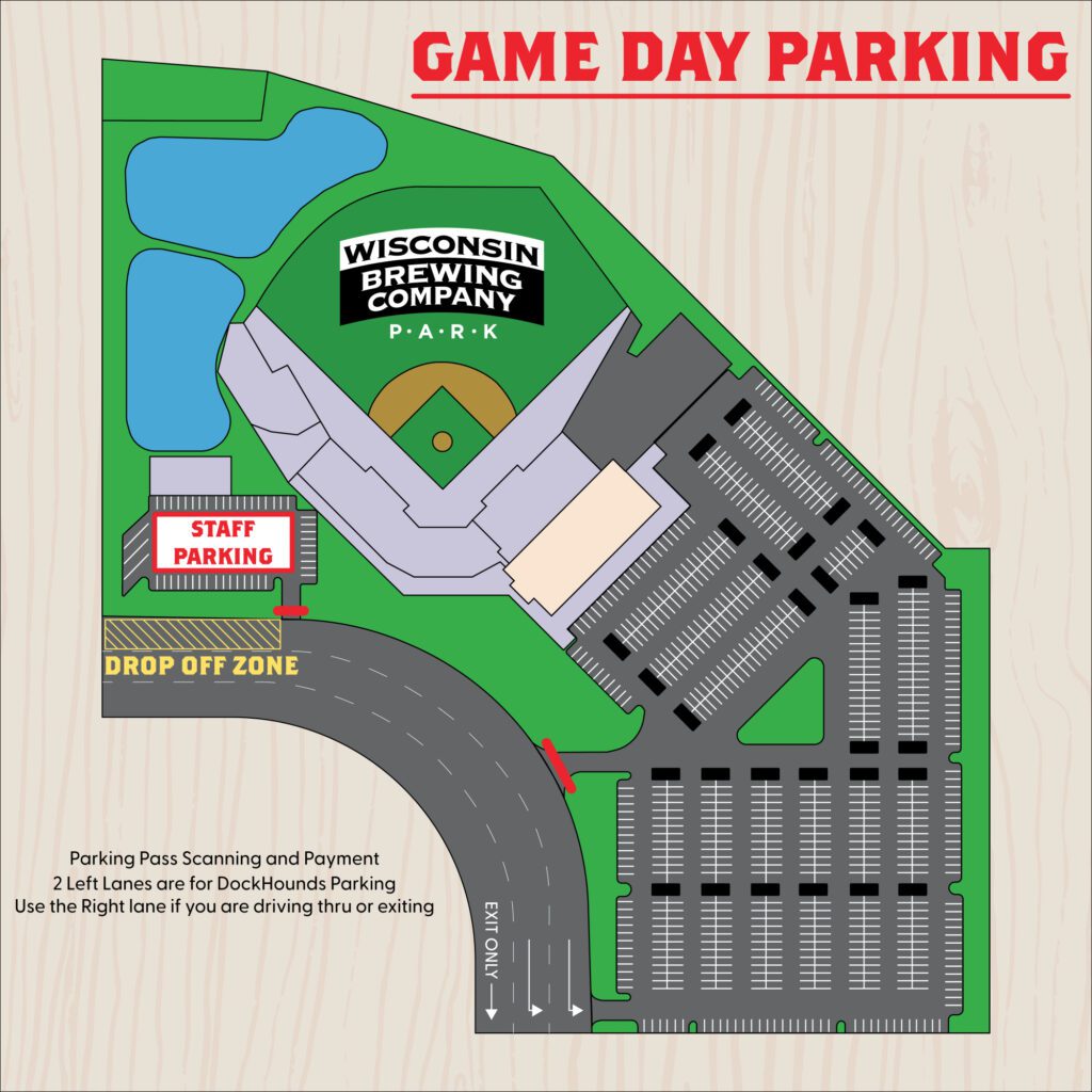 Directions for parking during a 2023 DockHounds game