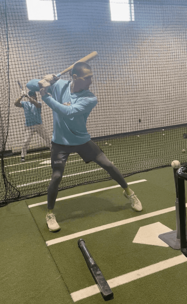 Josh Altmann of the DockHounds takes BP in the batting cages at WBC Park