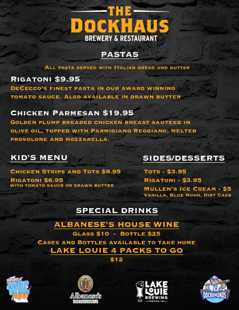 Non-Fish offerings at the DockHaus during Friday Fish Fry Nights